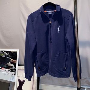 ralph lauren navy pull over with patch sleeve